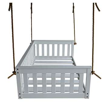 A&L Furniture VersaLoft Amish-Made Pine Twin Mission Swingbed with Rope, White