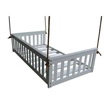 A&L Furniture VersaLoft Amish-Made Pine Twin Mission Swingbed with Rope, White
