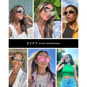 DIFF Grace Cat Eye metal sunglasses for women, lightweight oversized UV400
