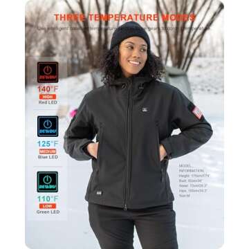 DEWBU Women's Heated Jacket with 12V Battery Pack