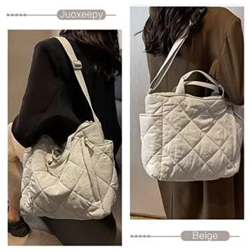 Stylish Quilted Tote Bag for Everyday Use and Travel