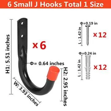 Yisunnan Heavy Duty Wall Mount Utility Hooks - 6 Pcs Organizer