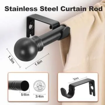 Adjustable Black Curtain Rods 2 Packs for Stylish Home Decor 31"-46"