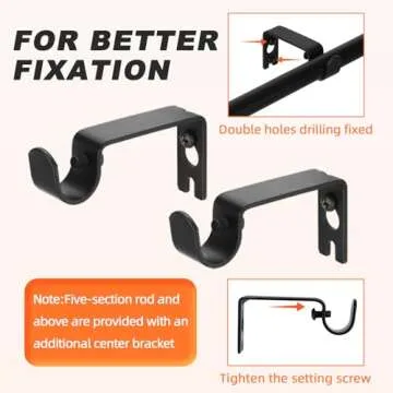 Black Curtain Rods - Adjustable Stainless Steel for Windows