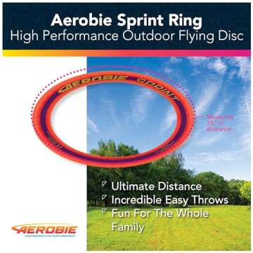 Aerobie Sprint Ring Outdoor Flying Disc - Ultimate Fun for All Ages