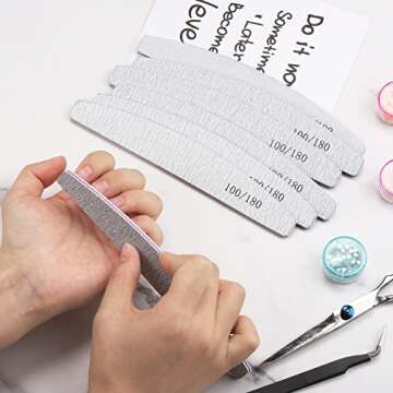 BTYMS 25 Pcs 100/180 Grit Nail Files and Buffers Professional Double Sided Emery Boards Manicure Tool for Acrylic Nails