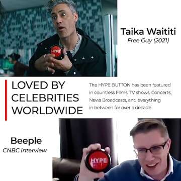 Hype Button | Hip Hop Air Horn Sound Effect Button (Batteries Included) Stocking Stuffer Back to School Classroom Teacher Office Desk Sales Marketing Gag Nut Funny Toy Class