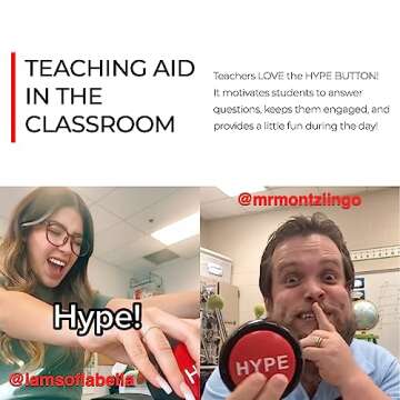 Hype Button | Hip Hop Air Horn Sound Effect Button (Batteries Included) Stocking Stuffer Back to School Classroom Teacher Office Desk Sales Marketing Gag Nut Funny Toy Class