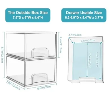 Vtopmart Clear Stackable Storage Drawers - Home Organization Solution