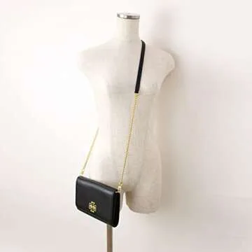 Tory Burch Women's Britten Pebble Chain Wallet, Black (One Size, Black)