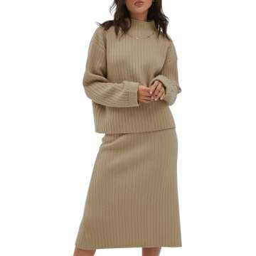 CHYRII Women's Stylish Two Piece Sweater Dress Set