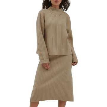 CHYRII Women's Stylish Two Piece Sweater Dress Set