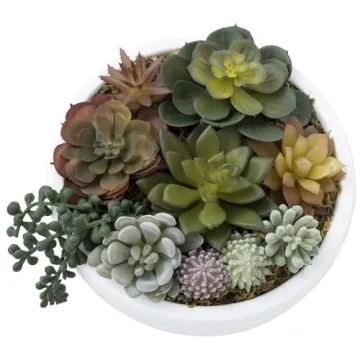 Stylish 8 Inch Artificial Succulent in Concrete Bowl