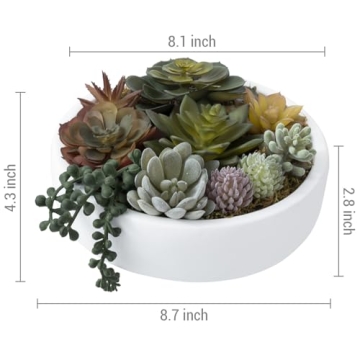 Stylish 8 Inch Artificial Succulent in Concrete Bowl