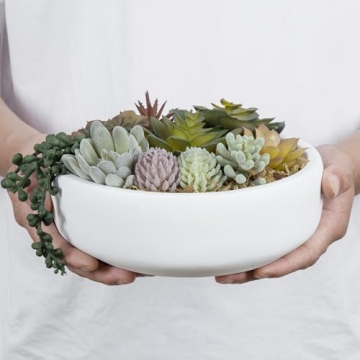 Stylish 8 Inch Artificial Succulent in Concrete Bowl