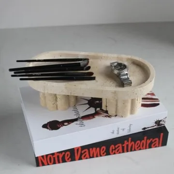 Natural Travertine Oval Tray for Decorative Storage
