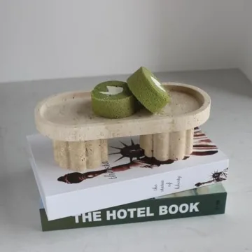 Natural Travertine Oval Tray for Decorative Storage