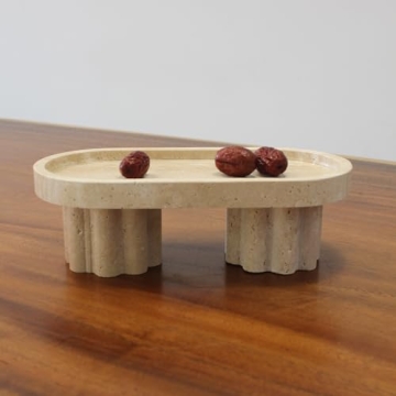 Natural Travertine Oval Tray for Decorative Storage