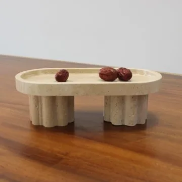 Natural Travertine Oval Tray for Decorative Storage
