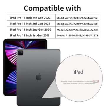 ProCase Cover for iPad Pro 11 Inch Case 2022/2021/2020/2018, Slim Stand Hard Back Shell Smart Cover ...