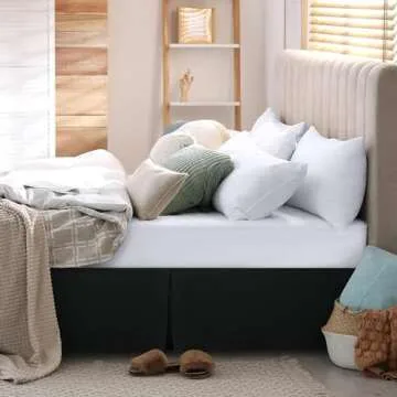 Utopia Bedding Queen Bed Skirt - Soft Quadruple Pleated Ruffle - Easy Fit with 16 Inch Tailored Drop - Hotel Quality, Shrinkage and Fade Resistant (Queen, Black)