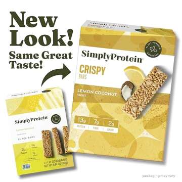 Simply Protein - Lemon Coconut Crispy Bars - Plant Based Protein Bars - Low Carb, Low Sugar, High Fi...