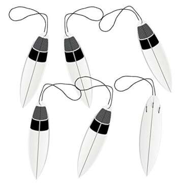 Surfboard Car Air Freshener by Freshy Factory - Coconut Surf Wax Scent (6 Pack)