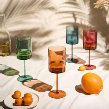 Unbreakable Stemmed Square Tritan Acrylic Floating Wine Glasses European Style | Set of 4 | 100% US ...