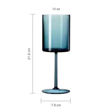 Unbreakable Stemmed Square Tritan Acrylic Floating Wine Glasses European Style | Set of 4 | 100% US Drinkware, 18 oz Dishwasher Safe Muted Color Shatterproof BPA-free plastic, All Purpose Glassware