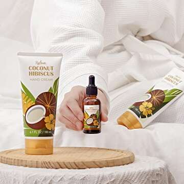 Bath and Body Set, Spa Gifts for Women, 10Pc Coconut Pamper gift Kit for Mum, Includes Bath Salt, Massage Oil, Bubble bath, Body Lotion, Tote Beach Bag, Valentines Eid Beauty Birthday Gift for her