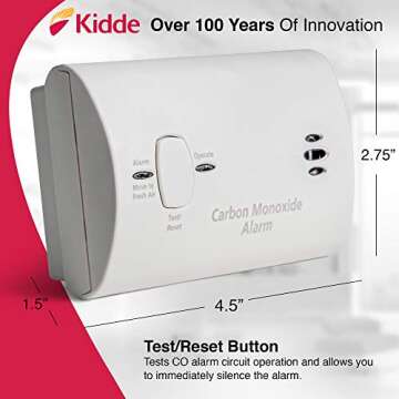 Kidde Carbon Monoxide Detector, Battery Powered CO Alarm with LEDs, Test-Reset Button, Low Battery Indicator, Portable, 6 Pack