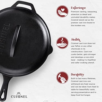 Cuisinel 12-Inch Cast Iron Skillet with Lid Set