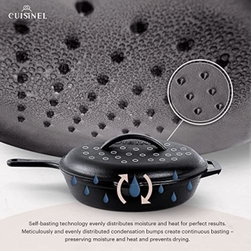 Cuisinel 12-Inch Cast Iron Skillet with Lid Set
