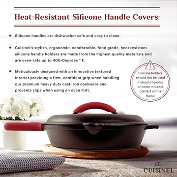Cuisinel 12-Inch Cast Iron Skillet with Lid Set