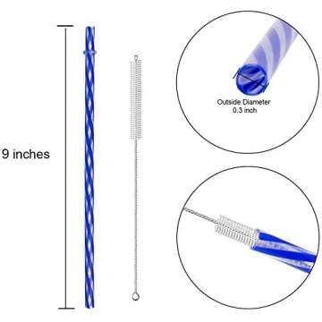 33 Pieces Reusable Plastic Straws Fit for Mason Jars, Tumblers, 9 Inches Transparent Colored Unbreakable Drinking Straws with 1 Straw Carrying Case and 2 Cleaning Brushes, BPA Free and Eco-friendly