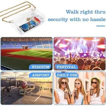HAOGUAGUA Clear Purse for Women, Clear Bag Stadium Approved, See Through Clear Handbag for Concerts Sports Events (Gold)