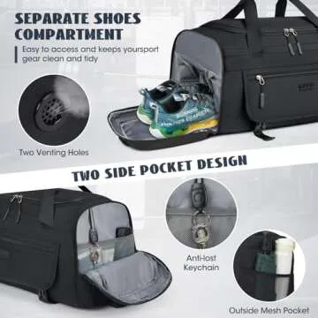 Versatile IGOLUMON Gym Bag with Shoe Compartment 55L