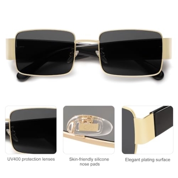 SOJOS Retro Rectangle Sunglasses for Men and Women