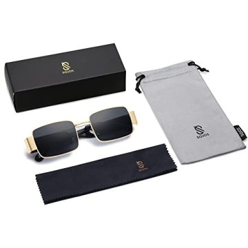 SOJOS Retro Rectangle Sunglasses for Men and Women