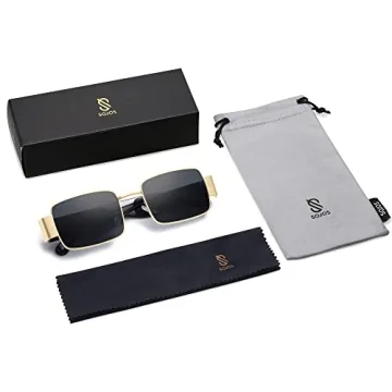 SOJOS Retro Rectangle Sunglasses for Men and Women