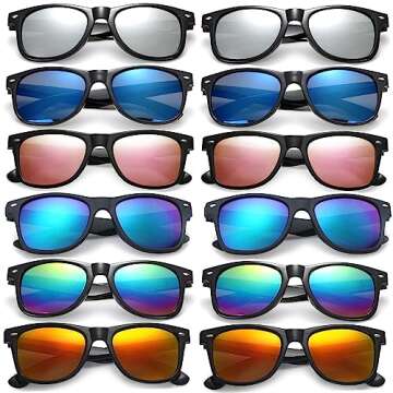 Eyegla 12 Pack Neon Mirrored Sunglasses Bulk 80s Colorful Multipack Sunglasses Party Retro Glasses for Men Women