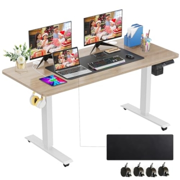 Farexon Electric Standing Desk Adjustable Height, 55 x 24 Inch Stand up Desk with Large Mouse Pad, R...