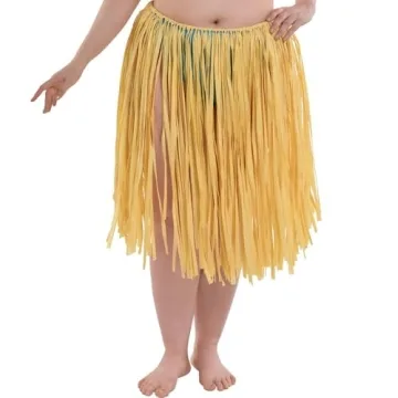 Brown Natural Raffia Grass Hula Skirt For Adults - L/XL, 1 Pc - Unique, Durable & Adjustable - Perfe...