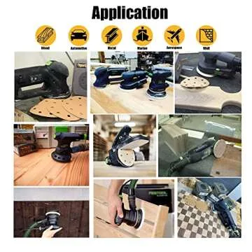 TigerShark 5 Inch 9 Hole Sanding Discs Grit 80/100/120/150/220 Assortment 50pcs Pack Special Anti Clog Coating Paper Gold Line Hook and Loop Dustless Random Orbital Sander Paper Coarse