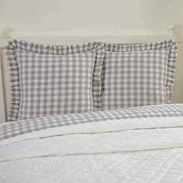 Charming Farmhouse Grey Buffalo Check Euro Sham for Bedding