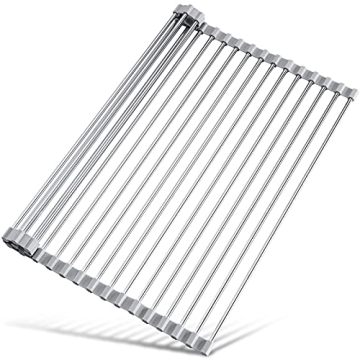 Tomorotec 17.7" x 15.5" Roll Up Dish Drying Rack Over Sink Drying Rack Sink Cover Kitchen Sink Acces...