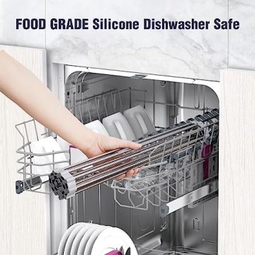 Tomorotec 17.7" x 15.5" Roll Up Dish Drying Rack Over Sink Drying Rack Sink Cover Kitchen Sink Accessories Gadget Multipurpose Organizer Foldable Stainless Steel Drainer (Grey)