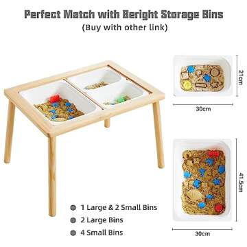 Beright Sensory Table, Indoor Childrens Table Play Sand Table for Toddlers, for Kid's Birthday, Christmas and Thanksgiving, not with Storage Bins, Patent Pending