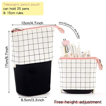 iSuperb 2 Pcs Stand Up Pencil Case Telescopic Design