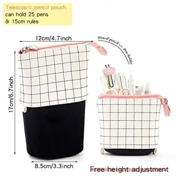 iSuperb 2 Pcs Stand Up Pencil Case Telescopic Design